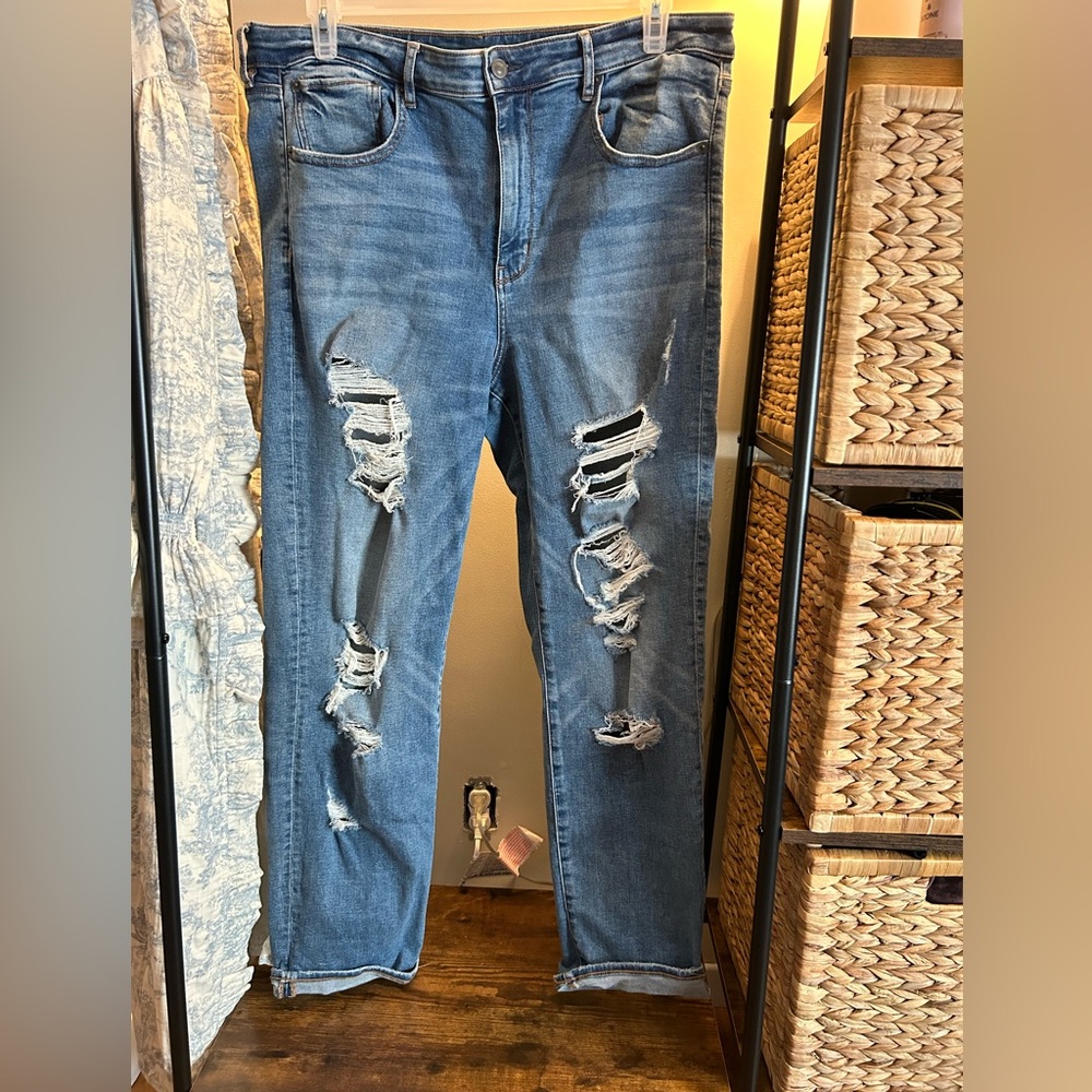 American Eagle distressed slim straight jeans (tall inseam)